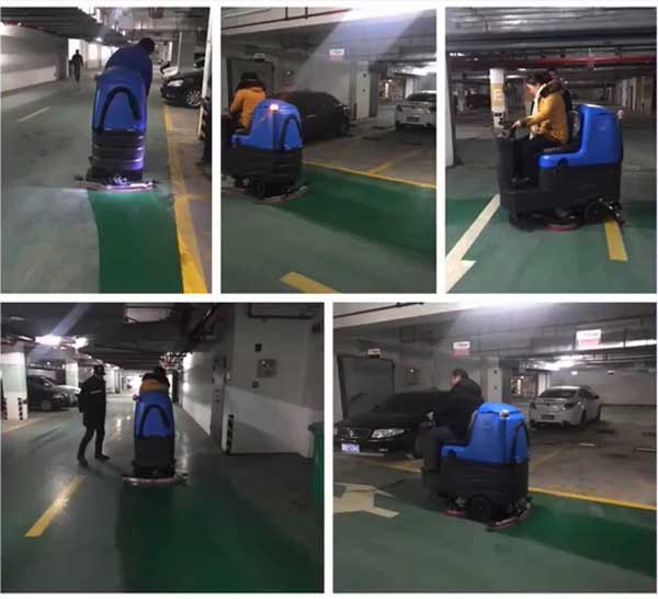青島物業(yè)車庫選用容恩精品駕駛式電動拖地機